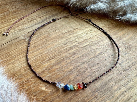 Chakra Kette Edelstein Boho Choker - Halsketten