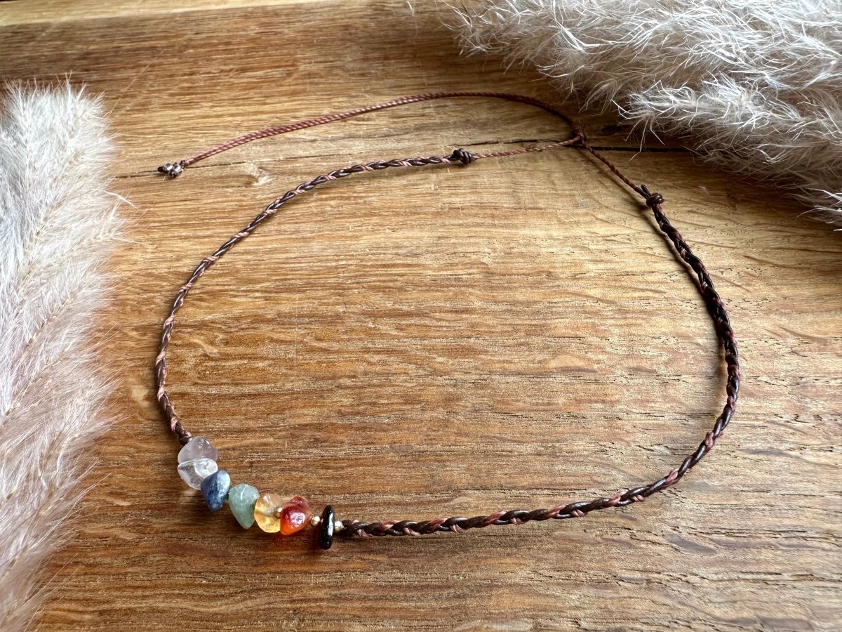 Chakra Kette Edelstein Boho Choker - Halsketten