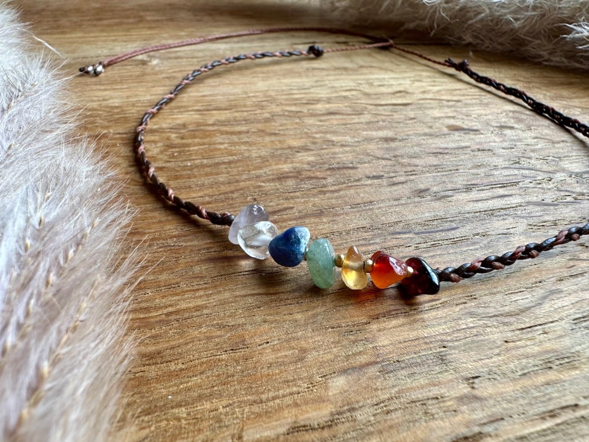 Chakra Kette Edelstein Boho Choker - Halsketten