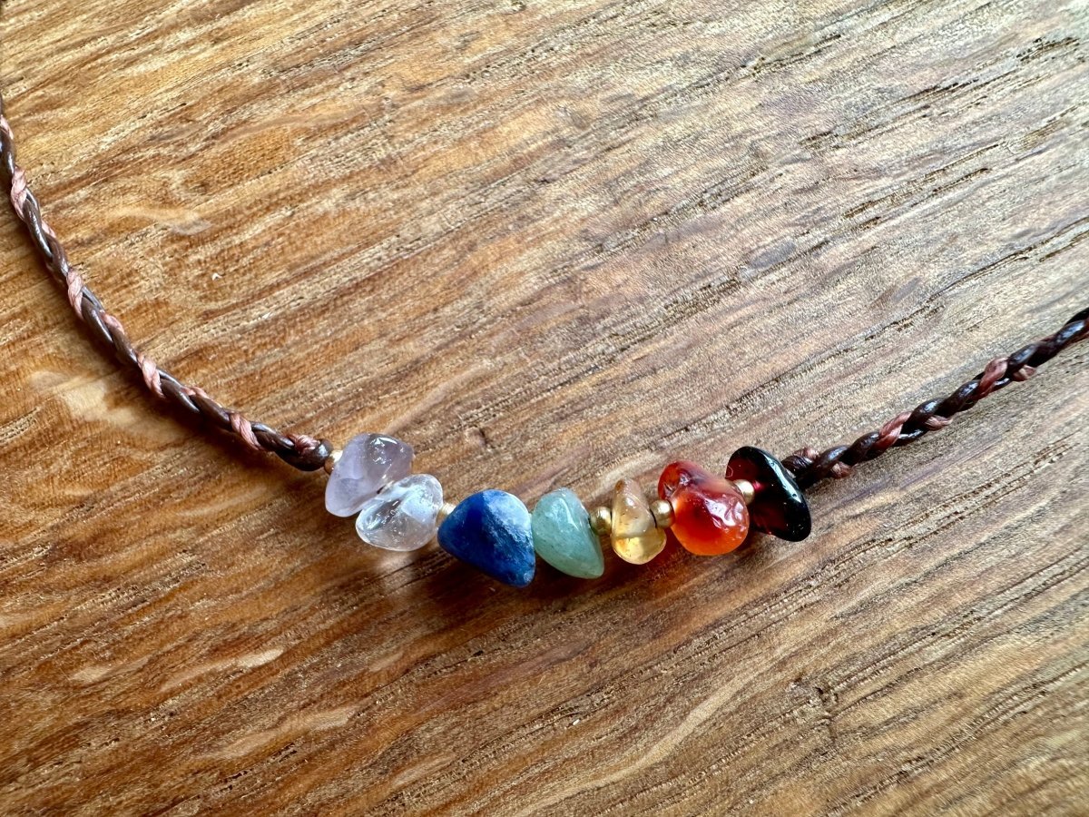 Chakra Kette Edelstein Boho Choker - Halsketten