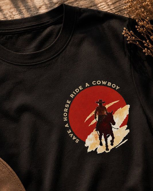 Cowboy T-Shirt Western Sunset in Schwarz – Wyatt - T-Shirt