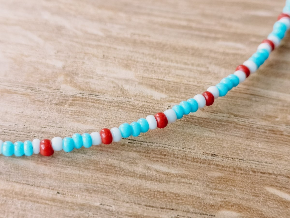 Dünne Perlenkette, South western Schmuck - Halsketten