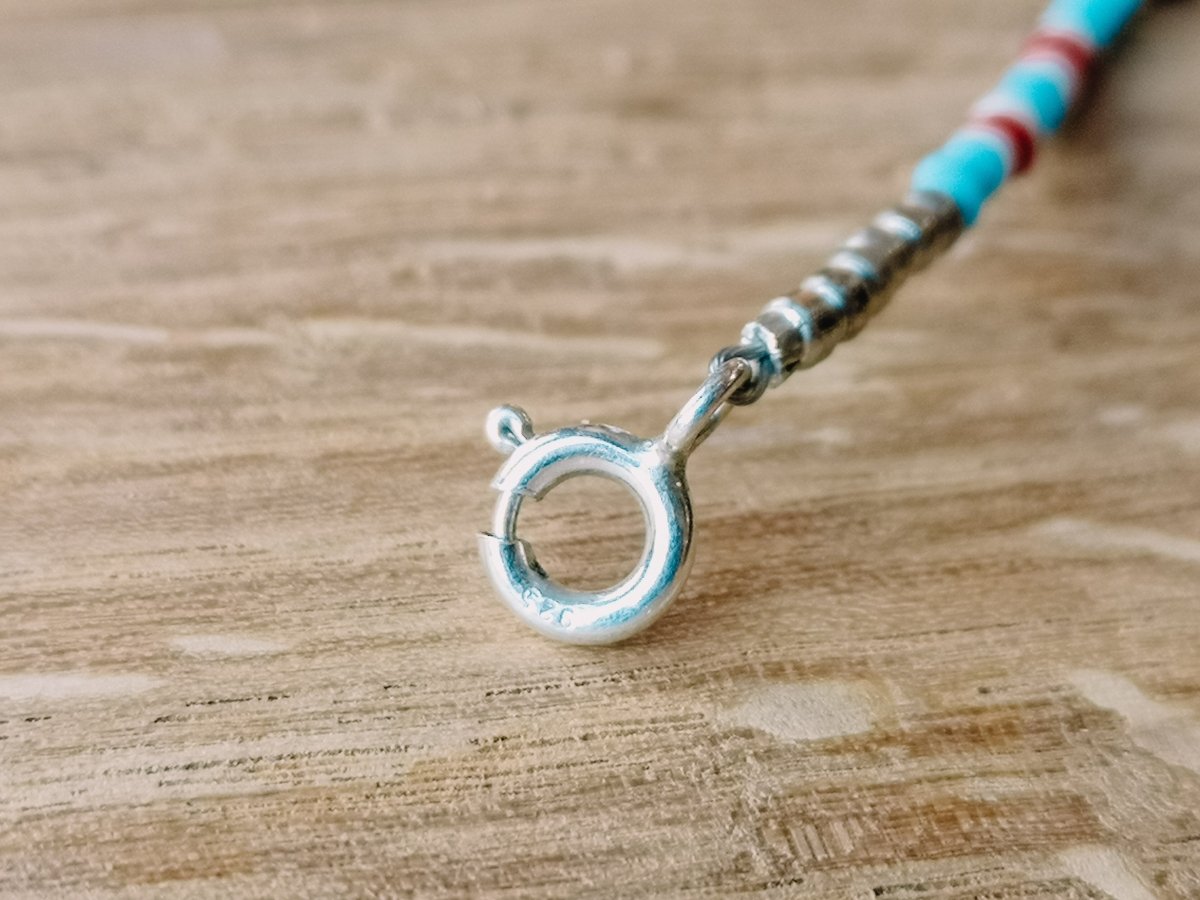 Dünne Perlenkette, South western Schmuck - Halsketten