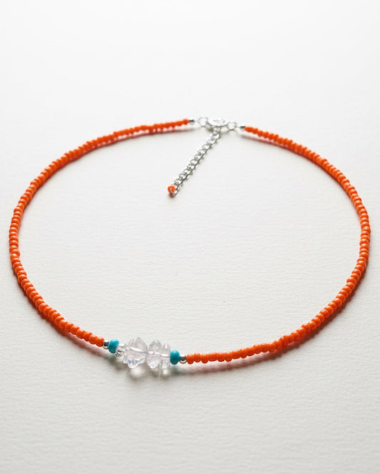 Halskette Orange, 925er Silber Boho – Solene - Halsketten