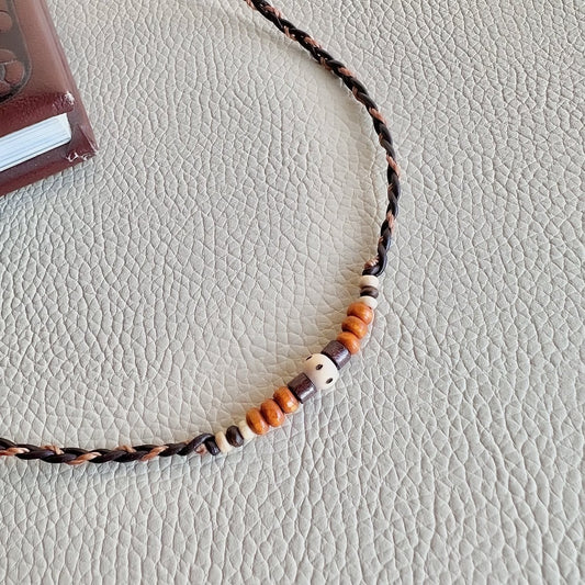 Holzperlen Kette orange - Halsketten