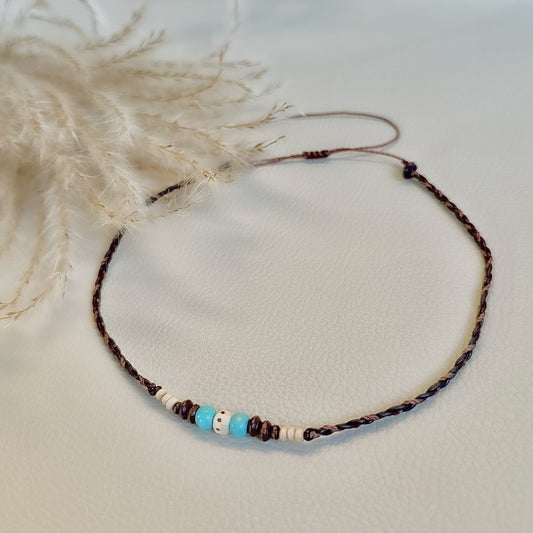 Holzperlen Kette türkis - Halsketten