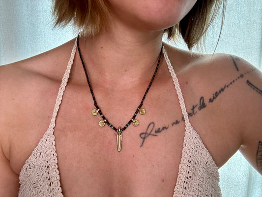 verspielte Boho Kette "Luna" mit Messinganhängern, Ethno Chic - Halsketten