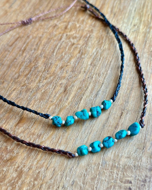 Kette Leder Türkis, 925er Silber – Genevieve - Kette
