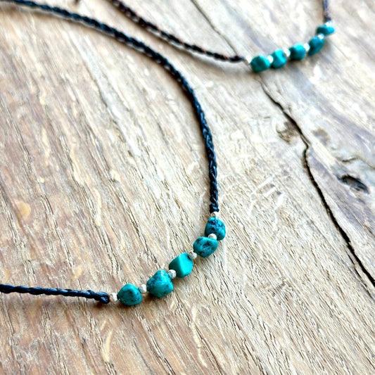 Kette Leder Türkis 925er Silber - Kette