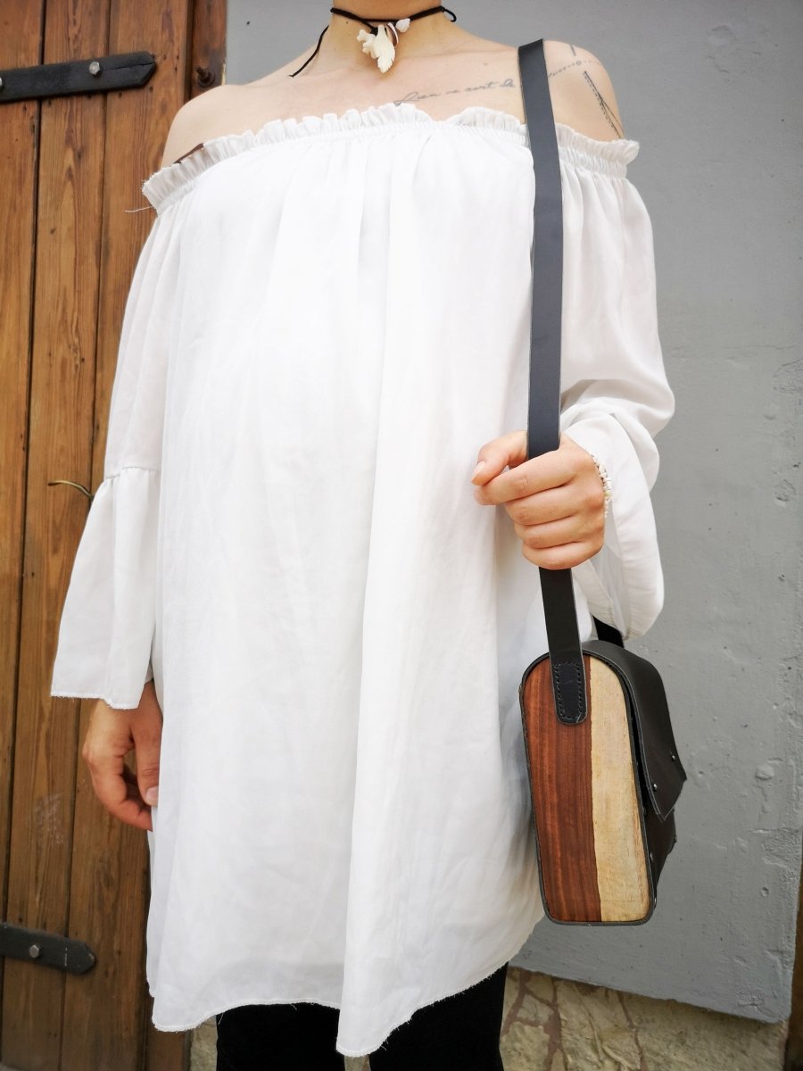 LEDERHANDTASCHE MIT ROSENHOLZ - Handtasche