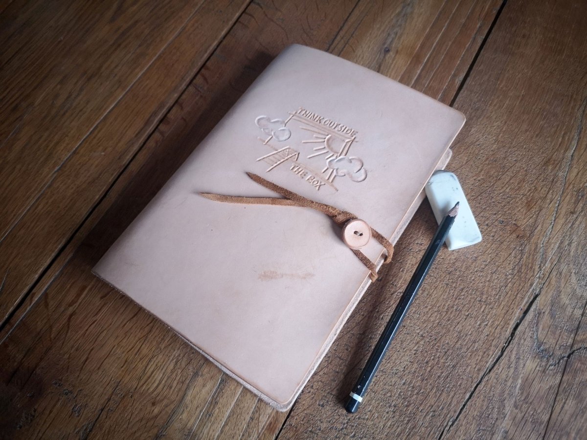 Notizheft - Ledermappe, A5, "Think outside the box" -