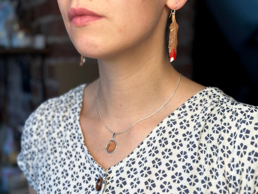 Ohrringe Federn Leder handbemalt Unikate - Ohrring