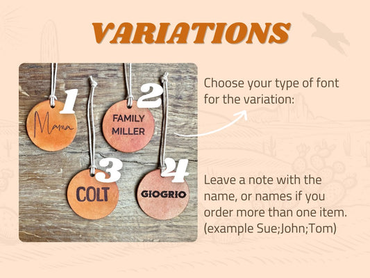 Personaliserter Leder Anhänger rund gelasert -