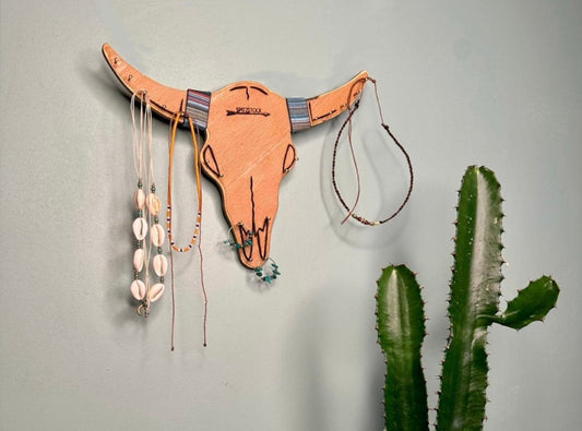 Schmuckständer für Ketten Ohrringe Aufbewahrung Holz Büffelkopf -