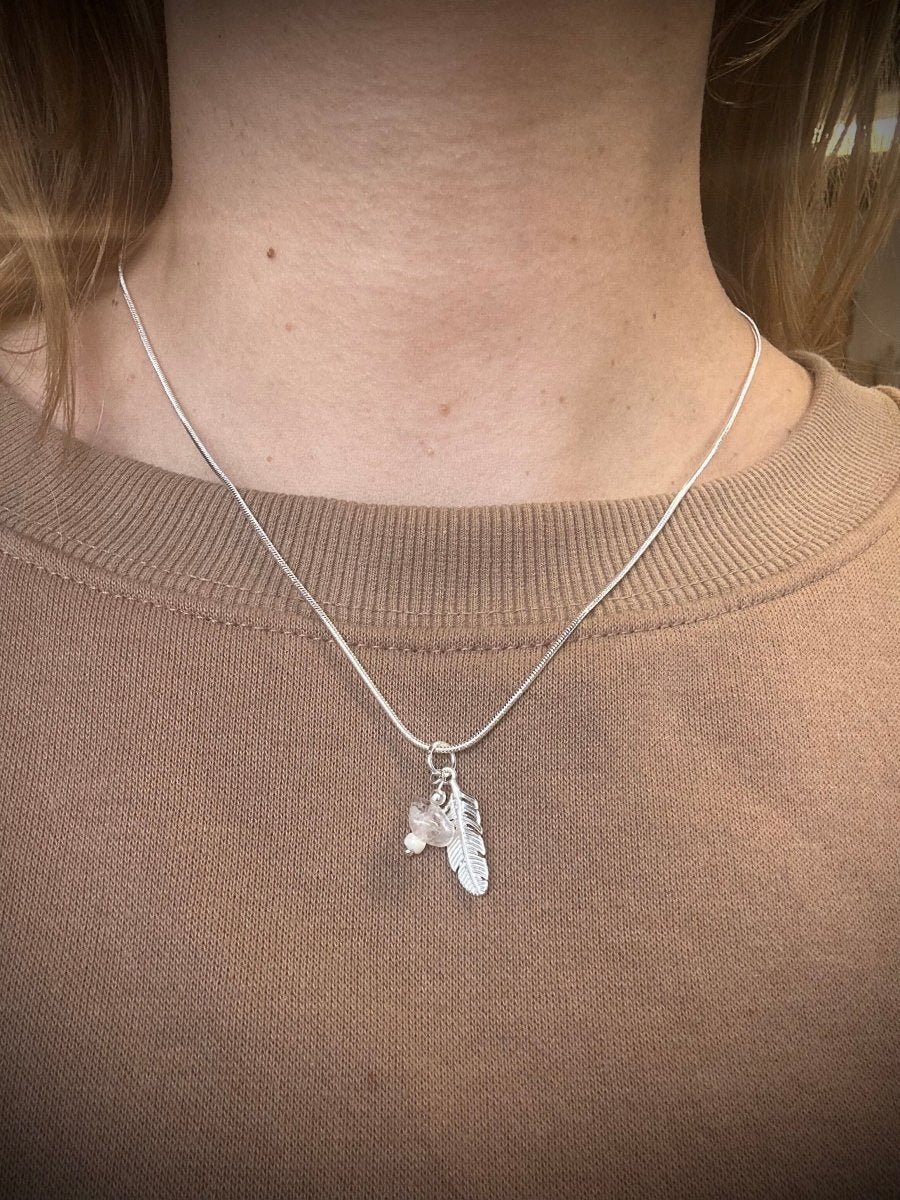 Silberkette Charms Feder - Halsketten