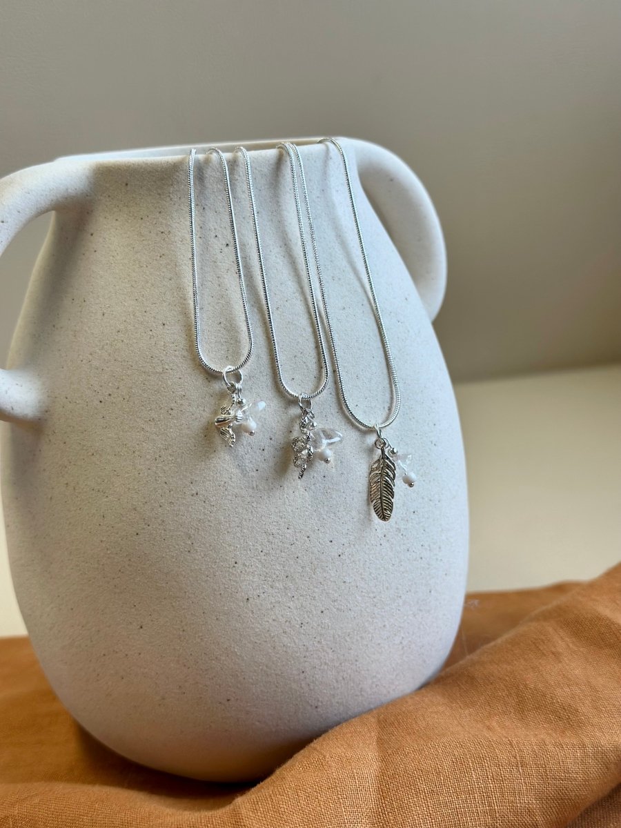 Silberkette Charms Feder - Halsketten