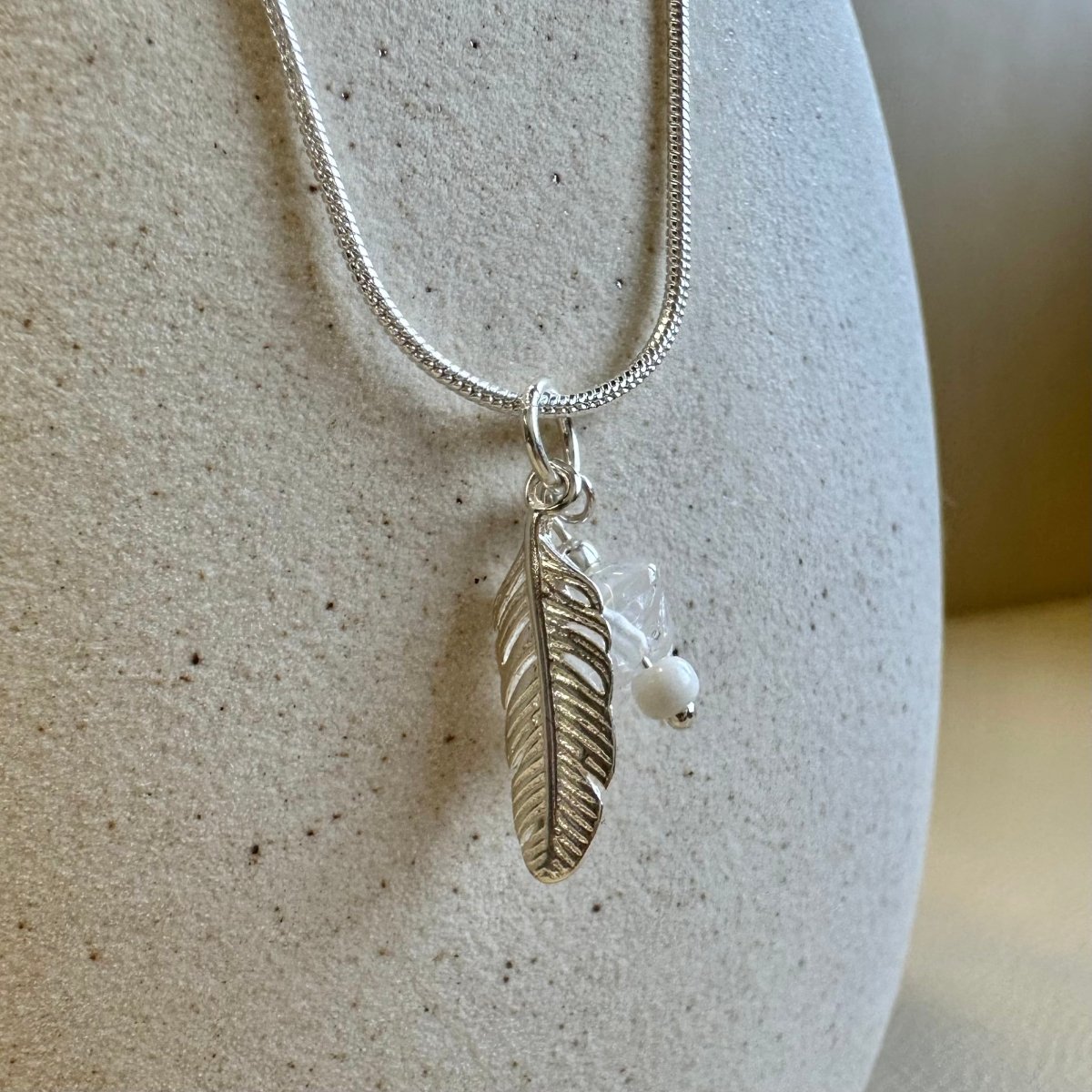Silberkette Charms Feder - Halsketten
