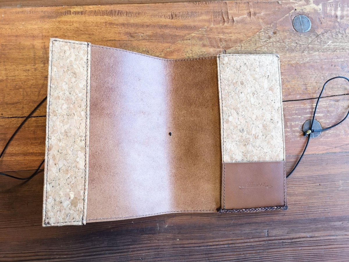 U - Heft/Notizbuch Hülle Echt - Leder/Kork, braun - Mappe