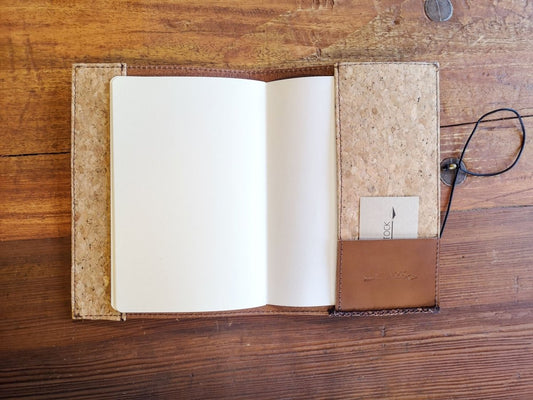 U - Heft/Notizbuch Hülle Echt - Leder/Kork, braun - Mappe