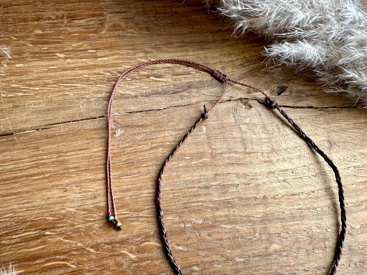 Western Kette Boho Choker Pfeil Perlen Leder - Halsketten