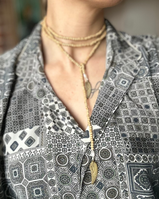 Perlen Lariat Kette Holz, Wickelkette – Sienna von Spitzstock
