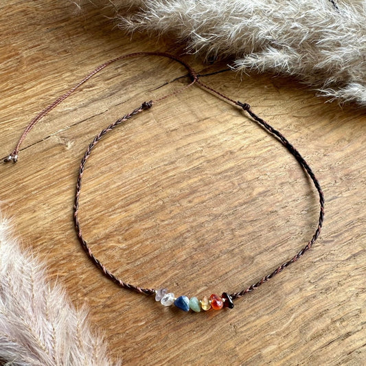 Chakra Kette Edelstein Boho Choker - Halsketten