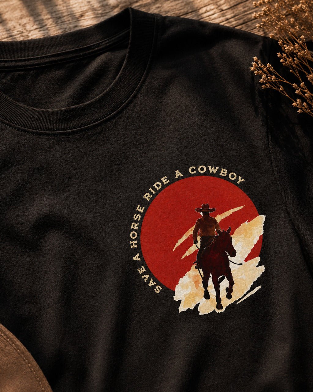Cowboy T-Shirt Western Sunset in Schwarz – Wyatt - T-Shirt