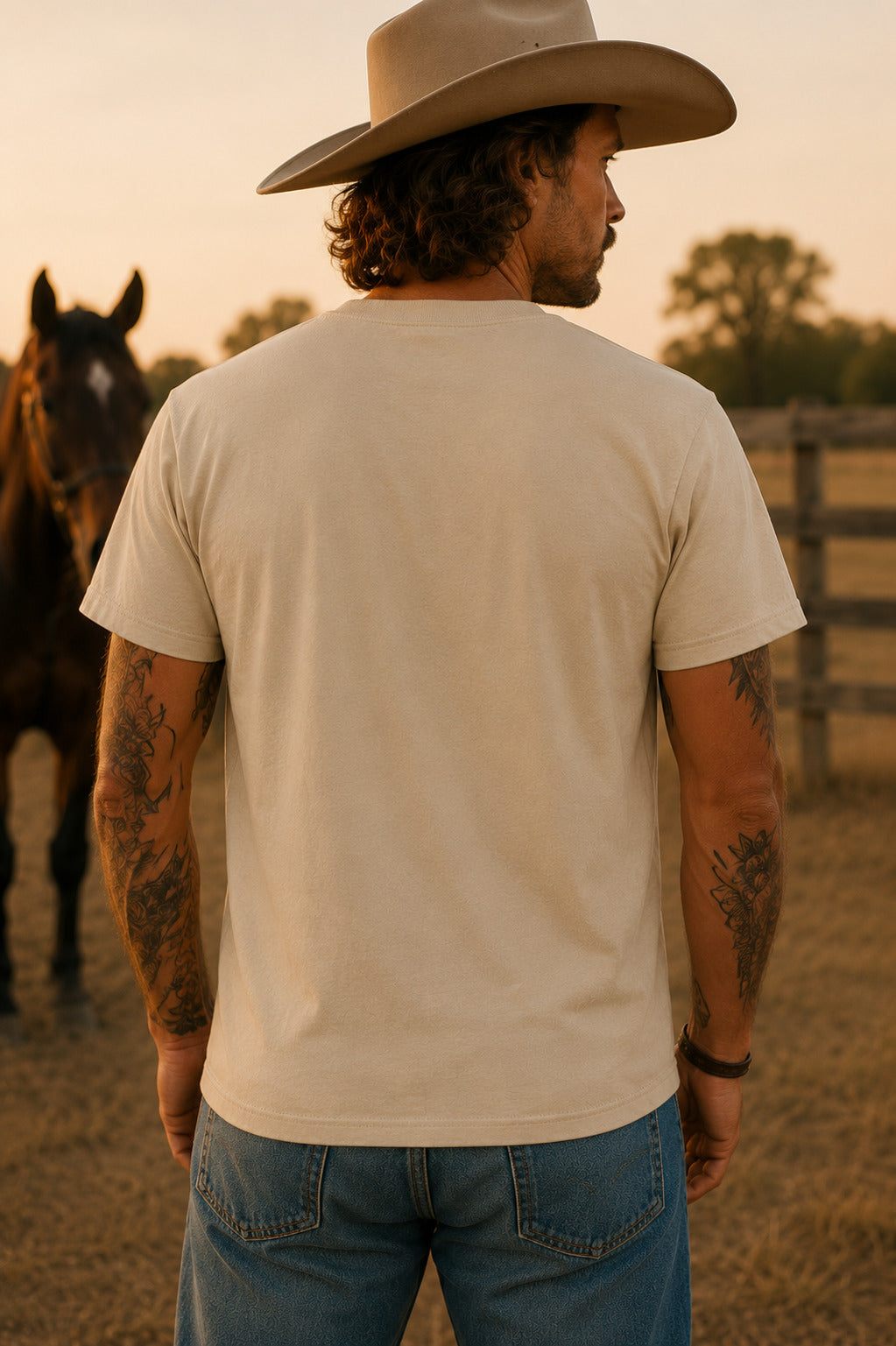 Silas Western T-Shirt Rückenansicht am Model – von Spitzstock