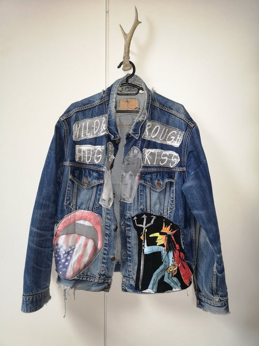Individualisierte Jeansjacke "König von Scheißegalien" (Gr. L) - 