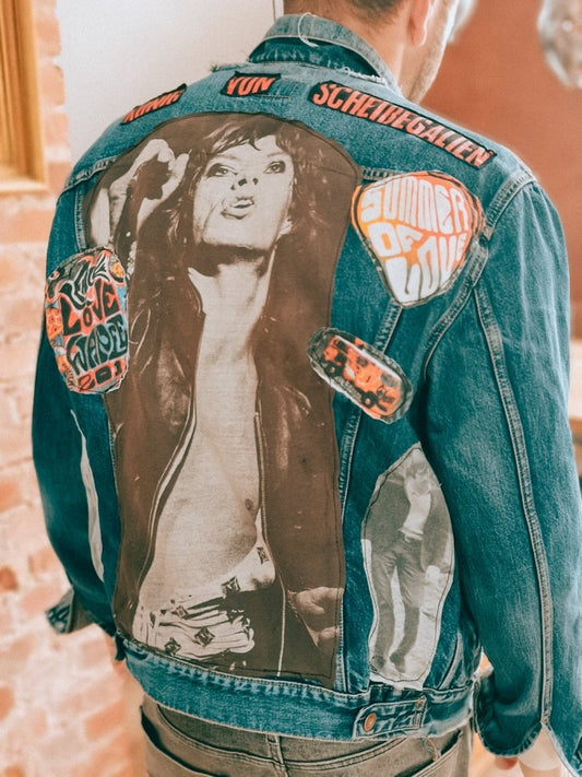 Individualisierte Jeansjacke "König von Scheißegalien" (Gr. L) - 