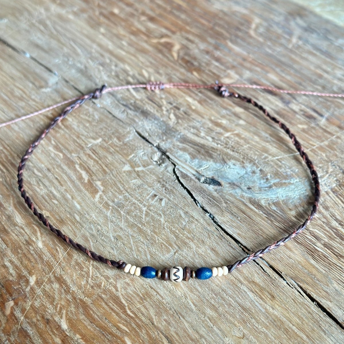 Kette Holzperlen blau - 