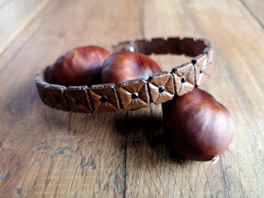 Lederarmband, Quadrate, punziert, Herren -