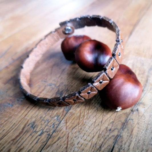 Lederarmband, Quadrate, punziert, Herren -
