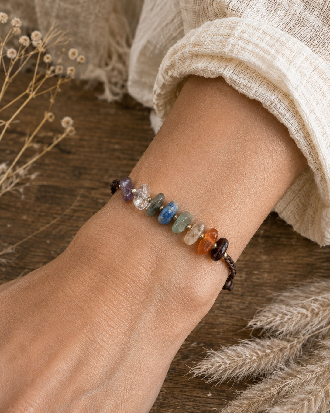 Chakra Armband Edelstein mit sieben Steinen – Nova von Spitzstock