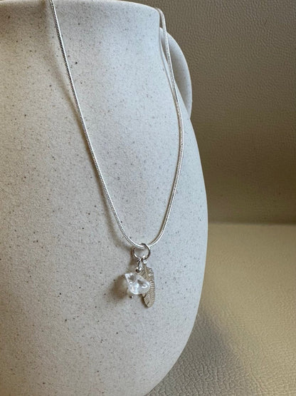 Silberkette Charms Feder - Halsketten