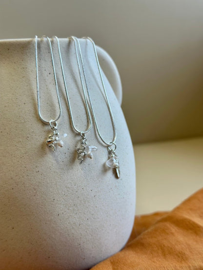 Silberkette Charms Feder - Halsketten