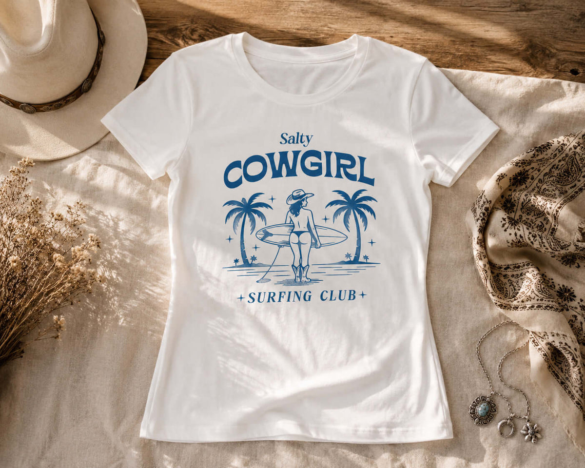 Surfer T-Shirt Beach Print in Türkis – Margaux - T-Shirt