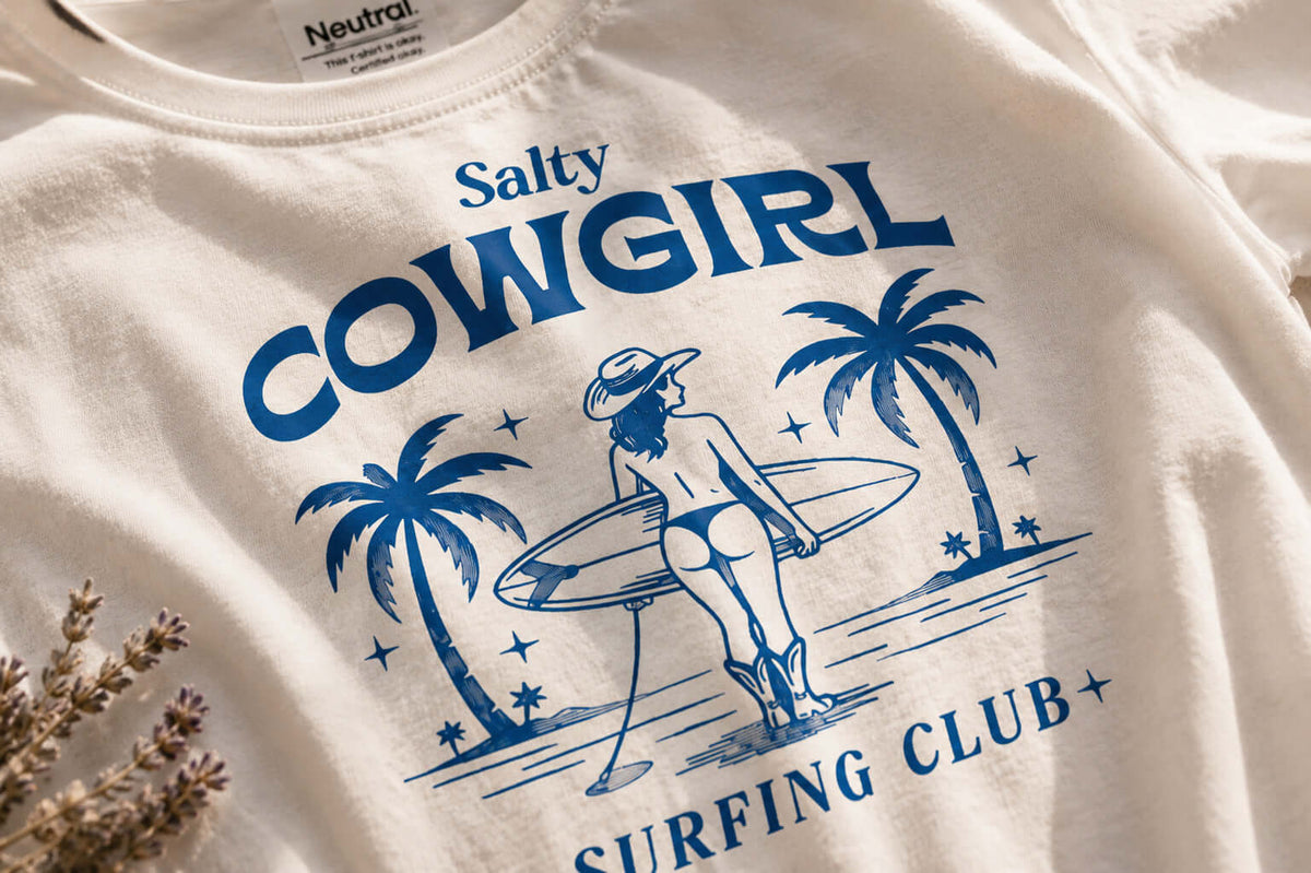 Surfer T-Shirt Beach Print in Türkis – Margaux - T-Shirt