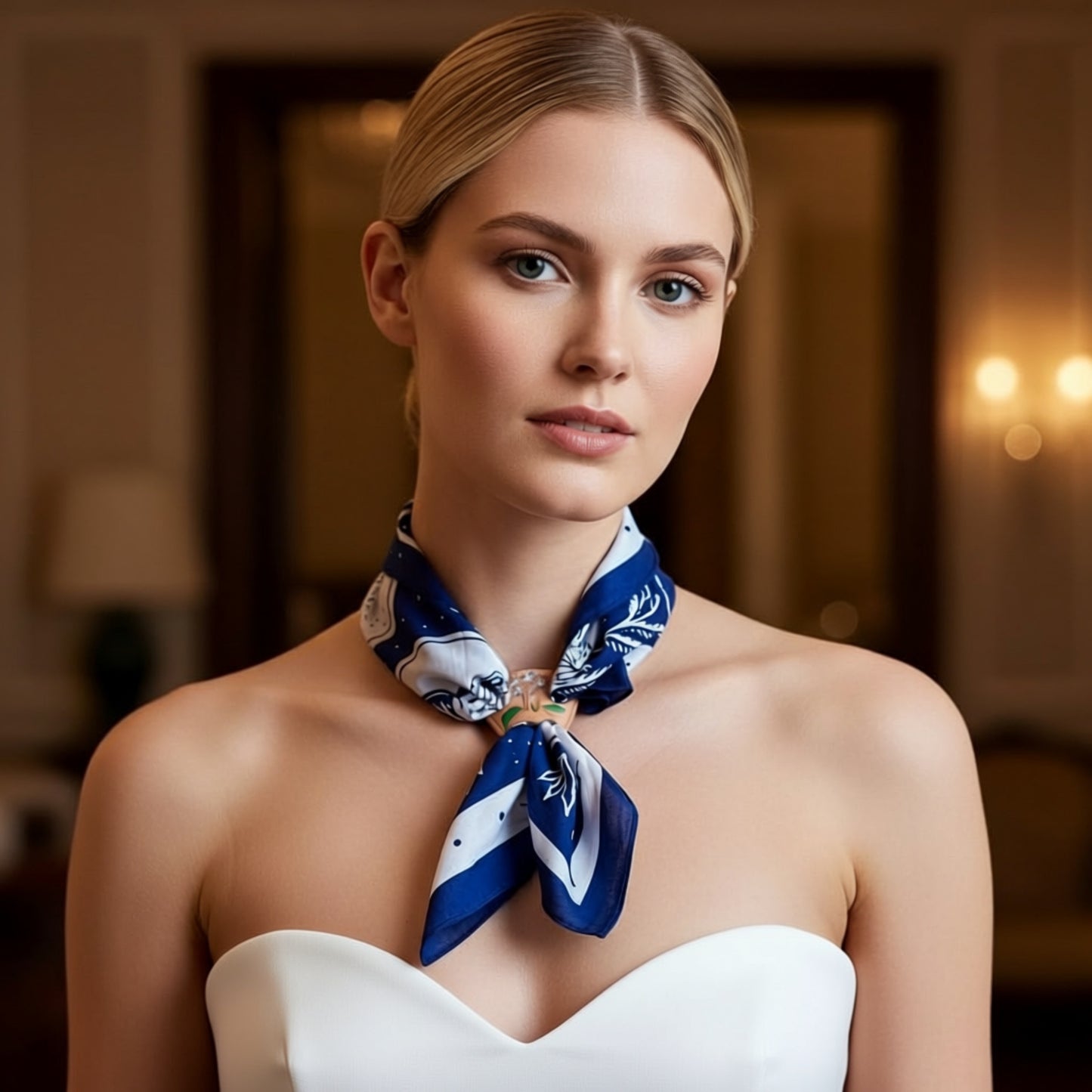 Handbemalter Tuchring „Floral“ – Western Bandana-Slide aus Echtleder