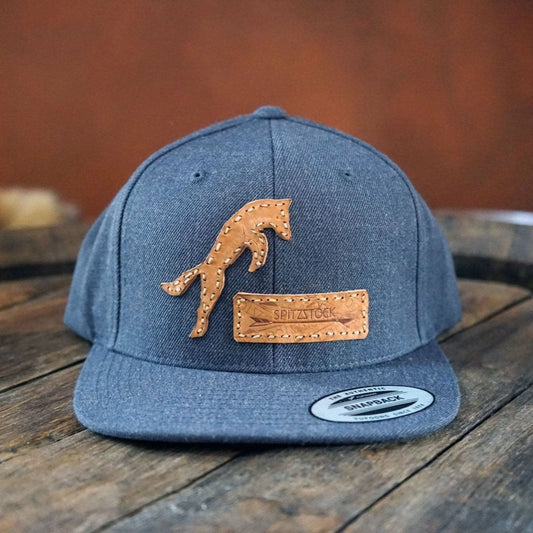 Unisex Snapback-Cap Grau mit Fuchs Lederpatch - Cap