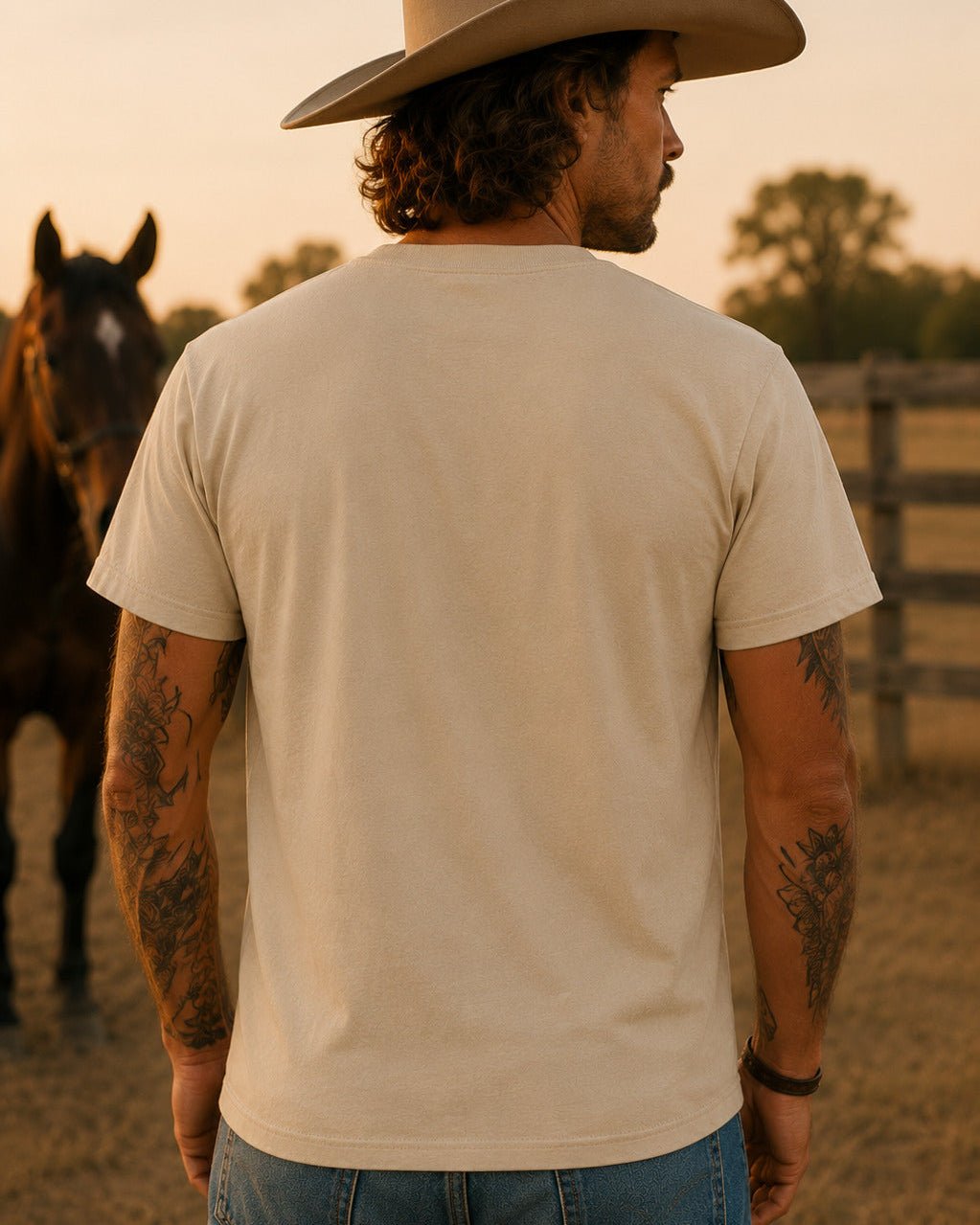 Western T-Shirt Outlaw Vintage in Beige – Silas - T-Shirt