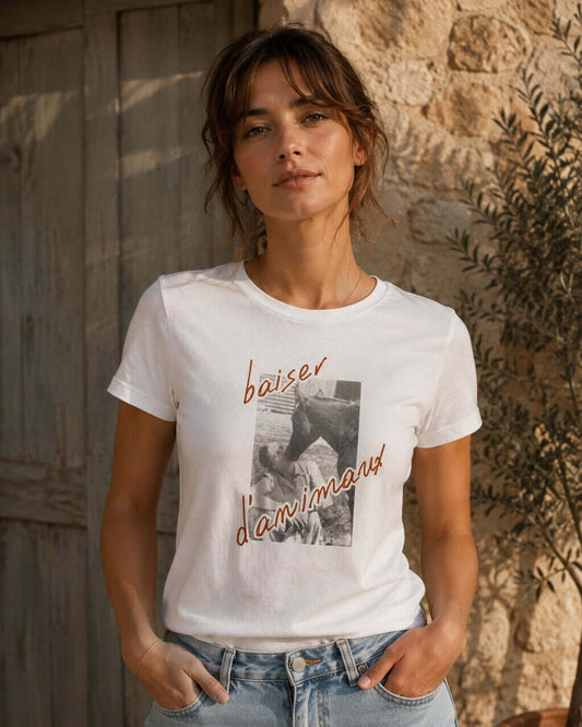 Western T-Shirt Pferd Motiv in Weiß – Camille - T-Shirt
